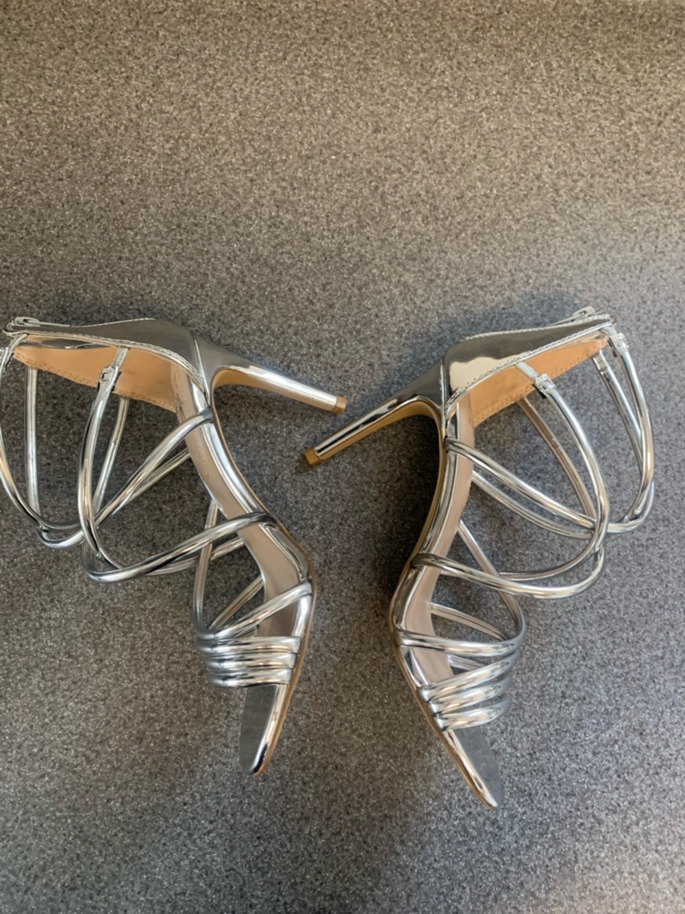Mix No. 6 Ria silver strappy stiletto heels Size 8.5 Party Formal Dressy Fun EUC - Picture 4 of 8